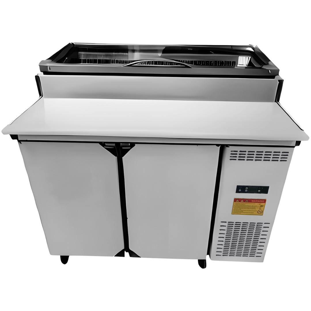 Quality Industries 48" Stainless Steel Prep Table with Pan Storage and Cutting Board - Image 2