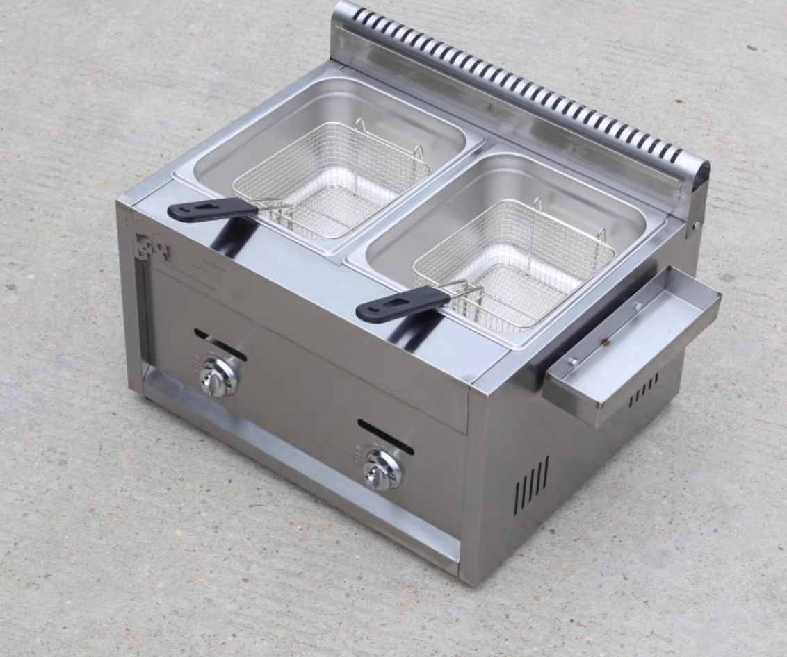 Quality Industries Tabletop LPG Double Fryer - Two 6L Tanks - Image 2