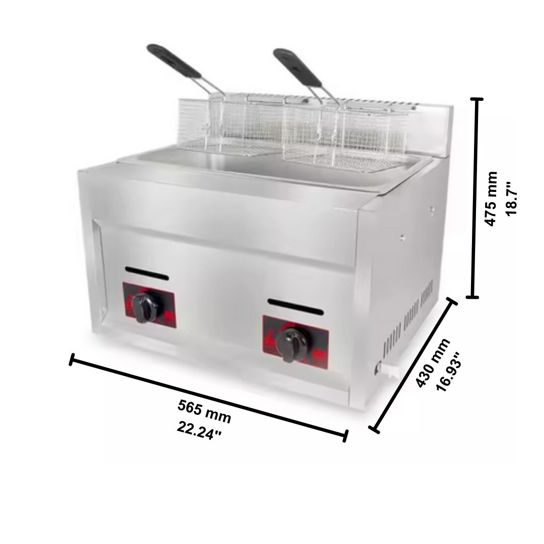Quality Industries Tabletop LPG Double Fryer - Two 6L Tanks - Image 4