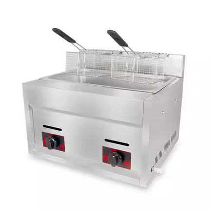 Quality Industries Tabletop LPG Double Fryer - Two 6L Tanks