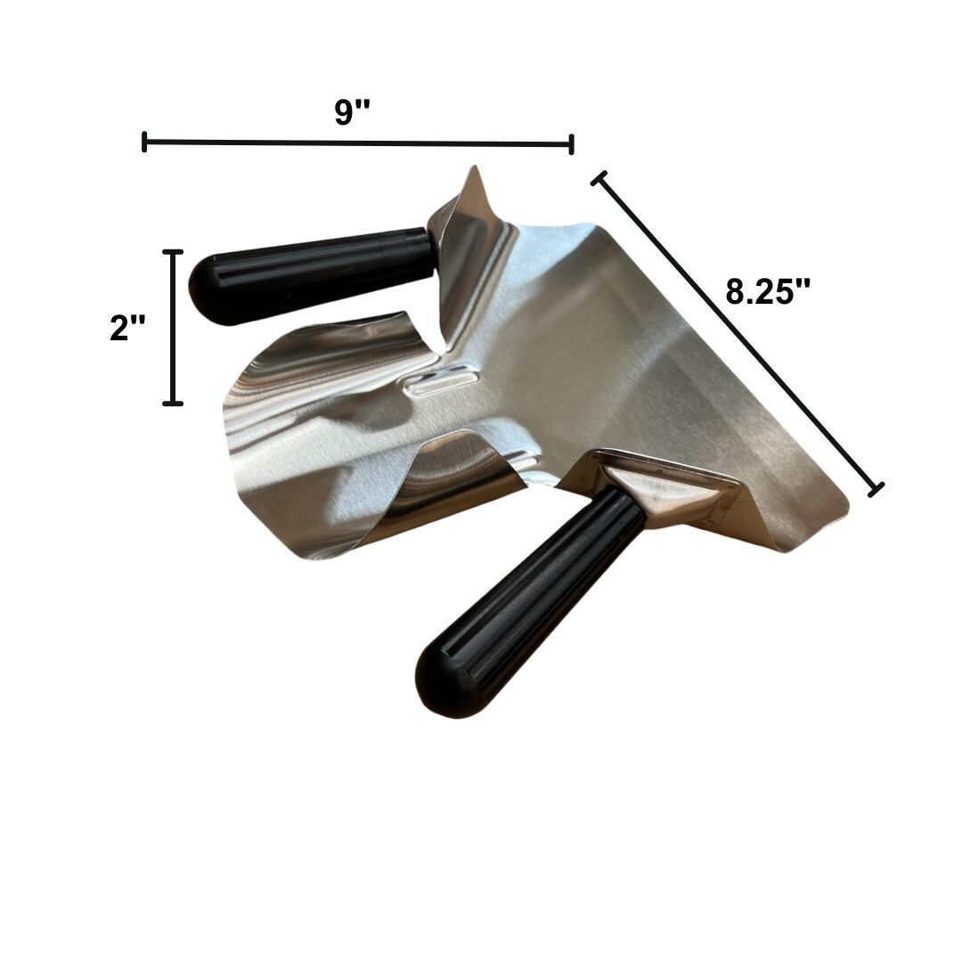 Quality Industries Dual Hand Fry Scoop, Stainless Steel with Black Heat-Resistant Polymer Handle - Image 4