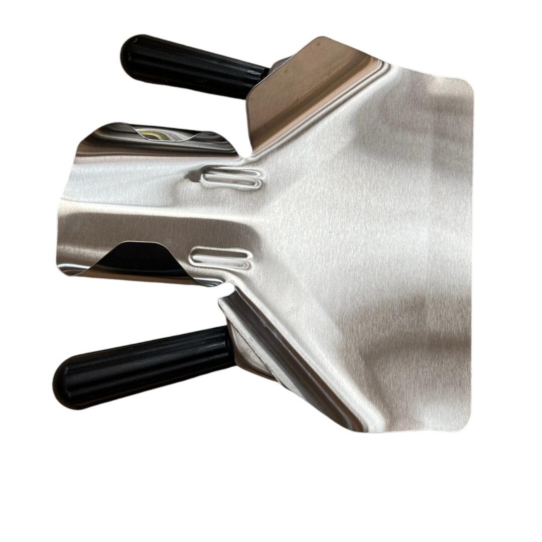 Quality Industries Dual Hand Fry Scoop, Stainless Steel with Black Heat-Resistant Polymer Handle - Image 2
