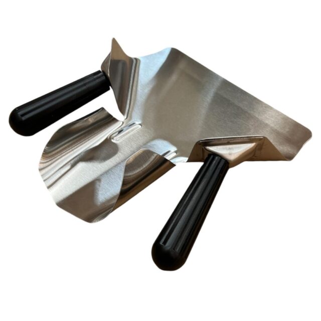 Quality Industries Dual Hand Fry Scoop, Stainless Steel with Black Heat-Resistant Polymer Handle