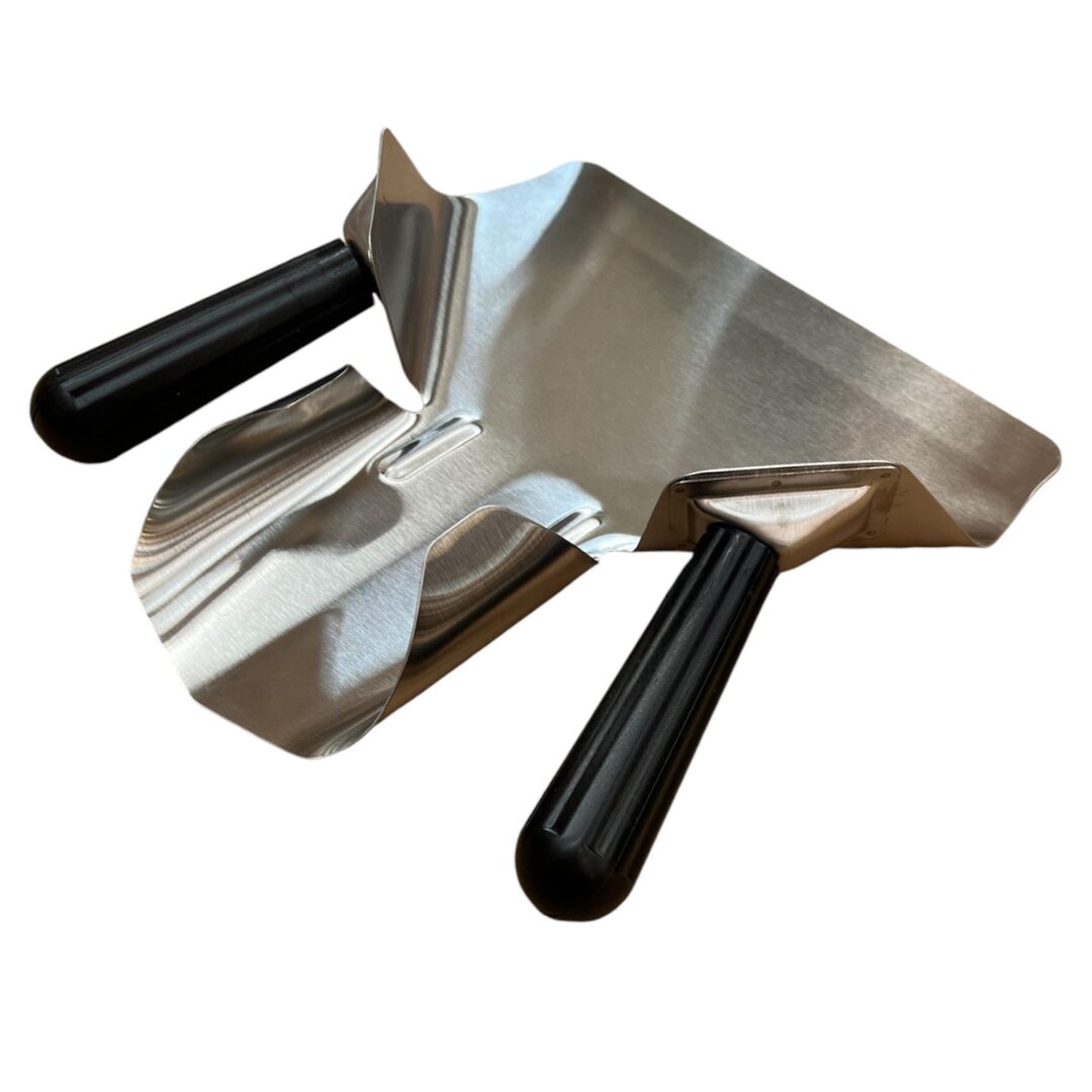 Quality Industries Dual Hand Fry Scoop, Stainless Steel with Black Heat-Resistant Polymer Handle