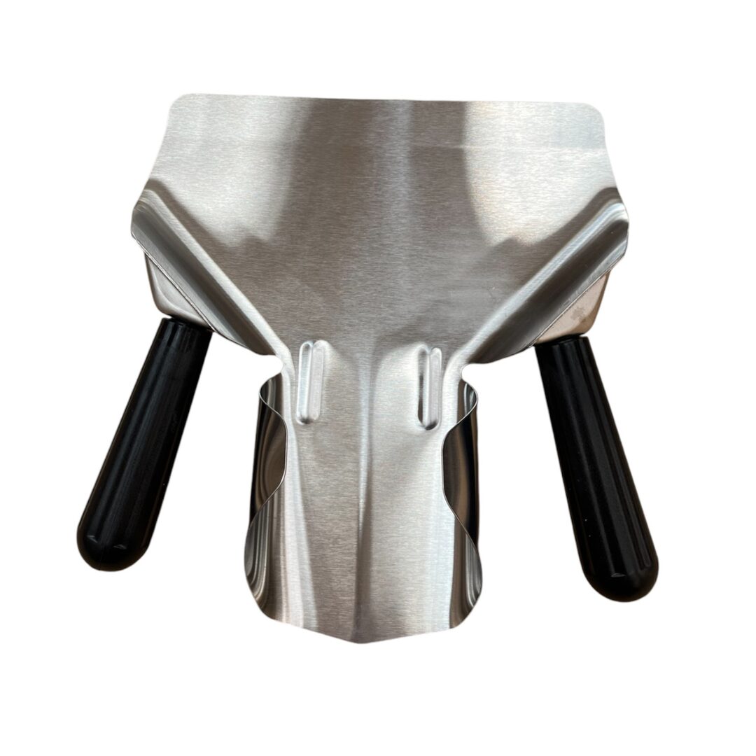 Quality Industries Dual Hand Fry Scoop, Stainless Steel with Black Heat-Resistant Polymer Handle - Image 3