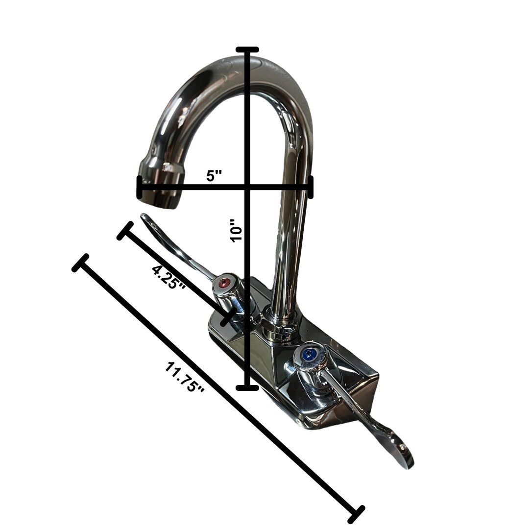 Quality Industries Wing Handle Faucet - Stainless Steel, 11.75x5x10 in, Hot/Cold Indicators - Image 8