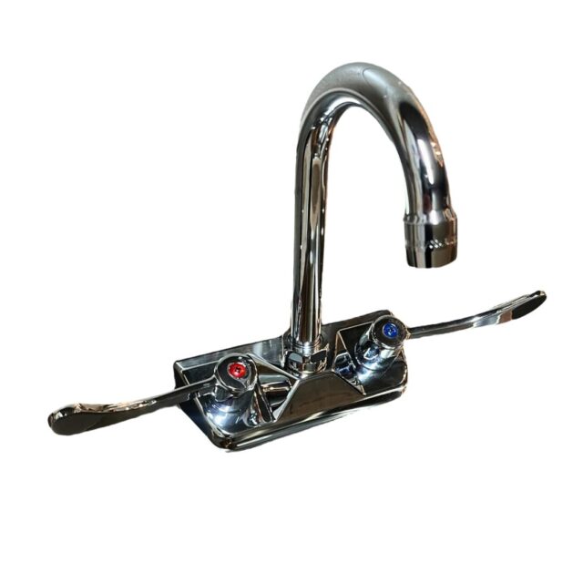 Quality Industries Wing Handle Faucet - Stainless Steel, 11.75x5x10 in, Hot/Cold Indicators