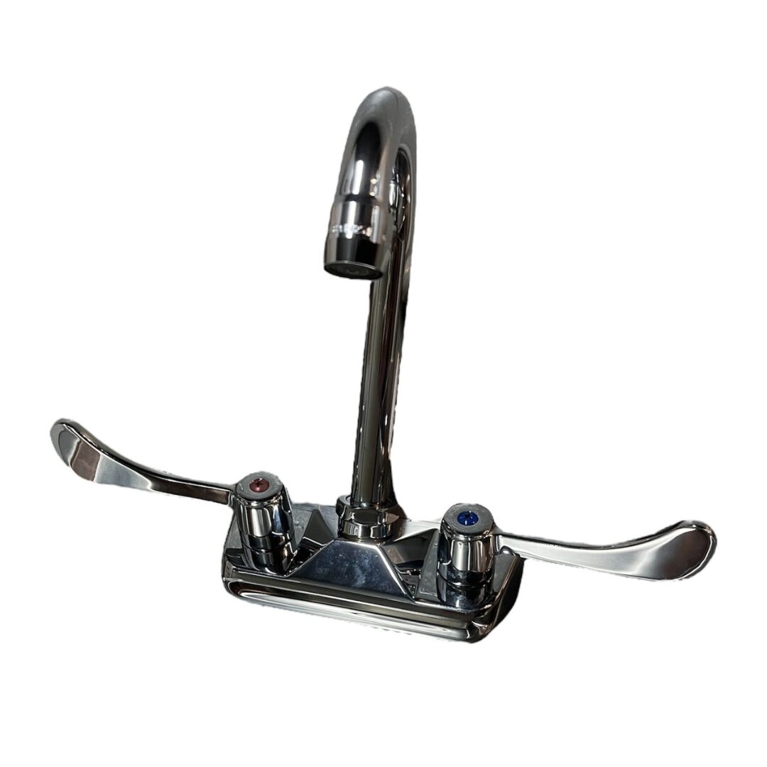 Quality Industries Wing Handle Faucet - Stainless Steel, 11.75x5x10 in, Hot/Cold Indicators - Image 5