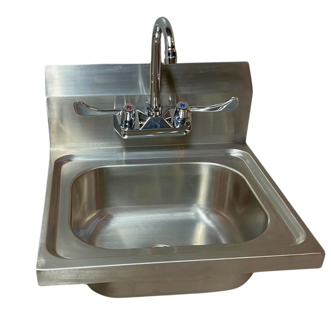 Quality Industries Wing Handle Faucet - Stainless Steel, 11.75x5x10 in, Hot/Cold Indicators - Image 3