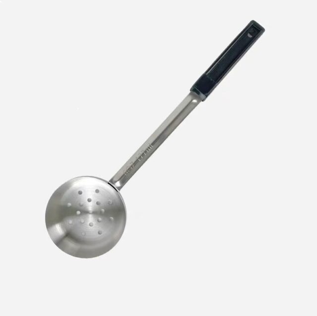 rattleware 6oz Serving Ladle, Stainless Steel, Black Handle, Perforated