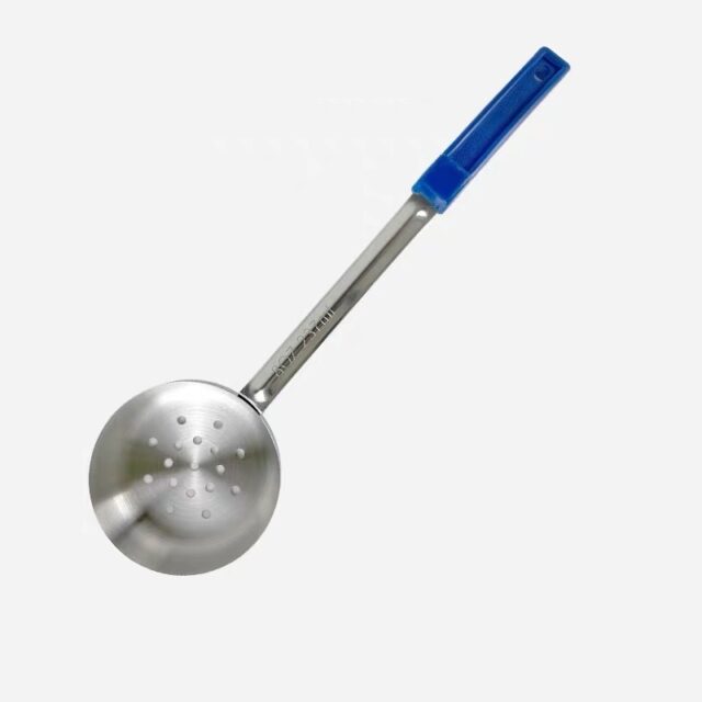 rattleware 8oz Serving Ladle, Stainless Steel,  Blue Handle, Perforated