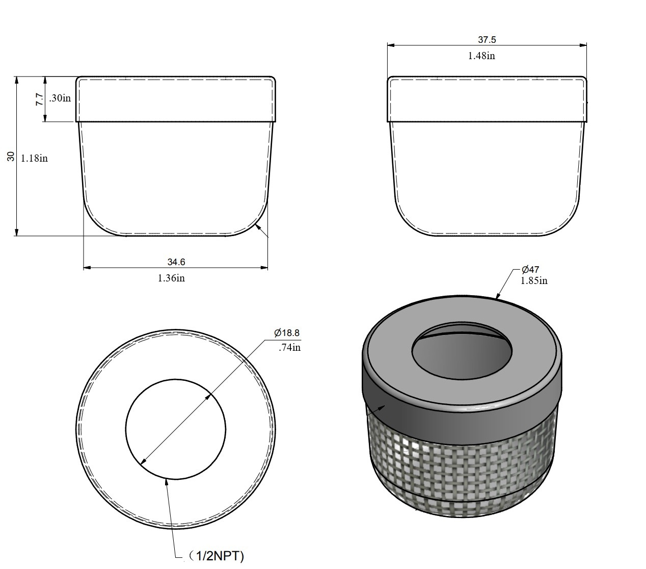 Quality Industries Mesh Filter, Stainless Steel, for Oil Wand, 1/2NPT - Image 5